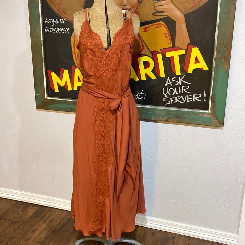 We Are HAH Dancing Queen Bronze Lace Wrap Dress M Free People